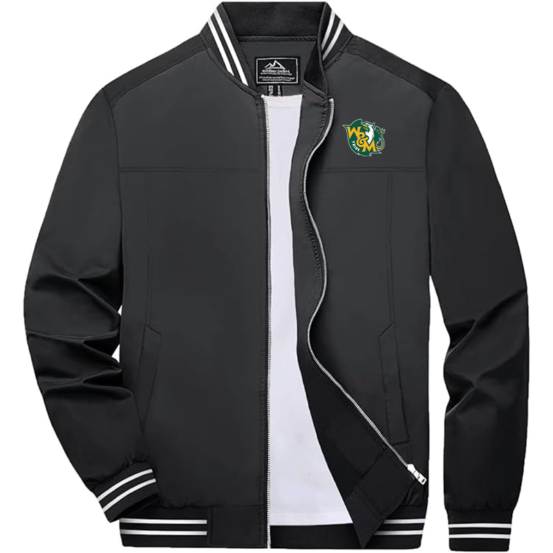 Men's   William and Mary Tribe  Lightweight Zip-Up Bomber Jacket  Ribbed Collar and Cuffs Outerwear